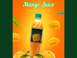 mango juice poster or flyer design template