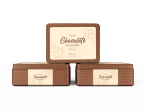 metal chocolate tin container packaging mockup