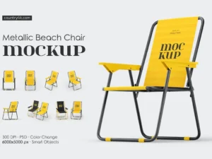 metallic beach chair mockup set 8