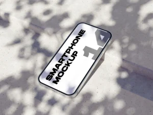 mobile phone mockup on outdoor environment with shadow overlay