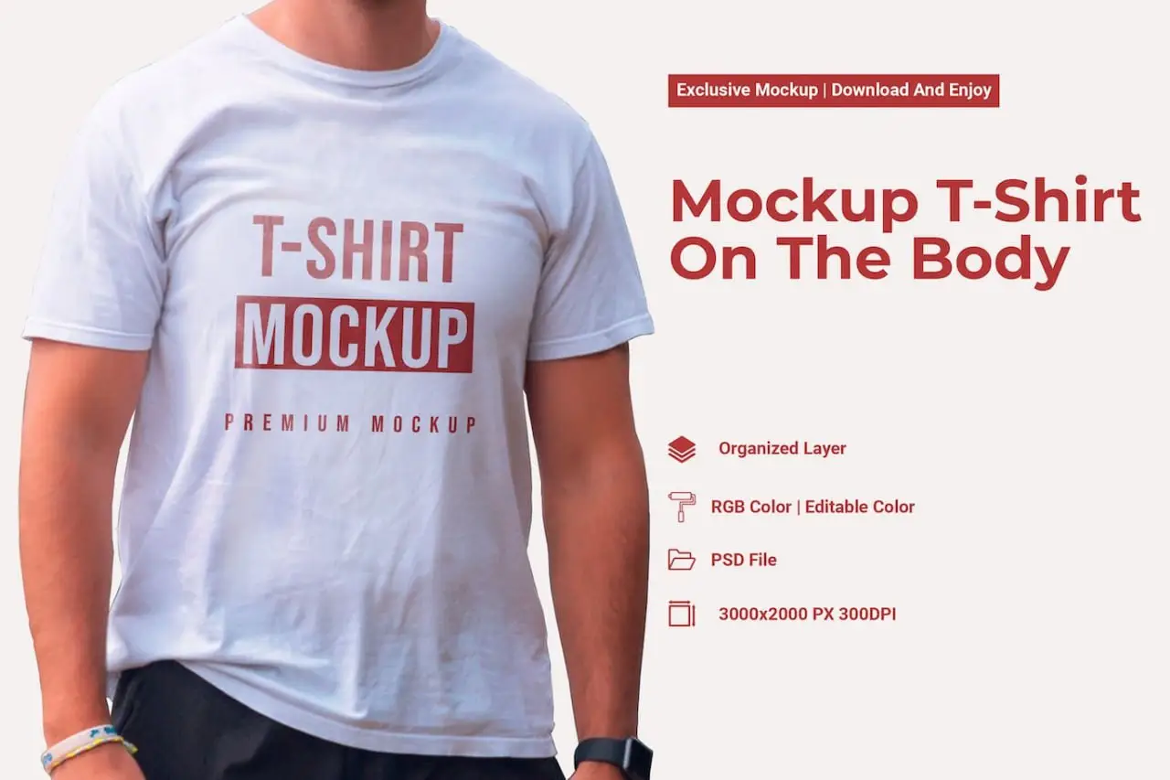 Mockup T-Shirt On The Body