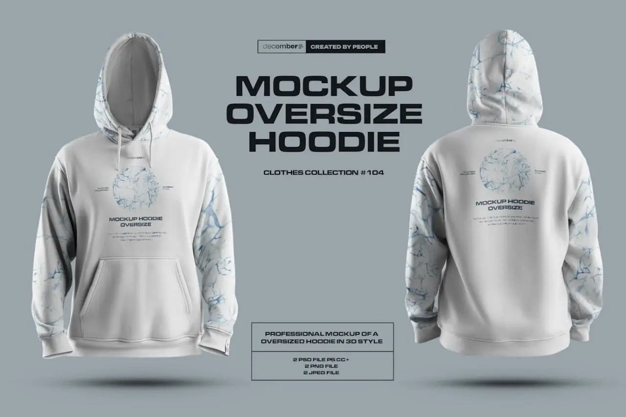 Mockups Oversize Hoodie In 3D Style Front And Back
