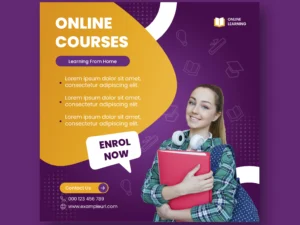 modern and cheerful online course instagram post template