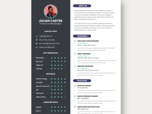 modern cv or resume template for graphic designer
