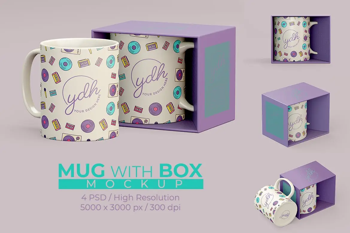 Mug Box Set Mockup