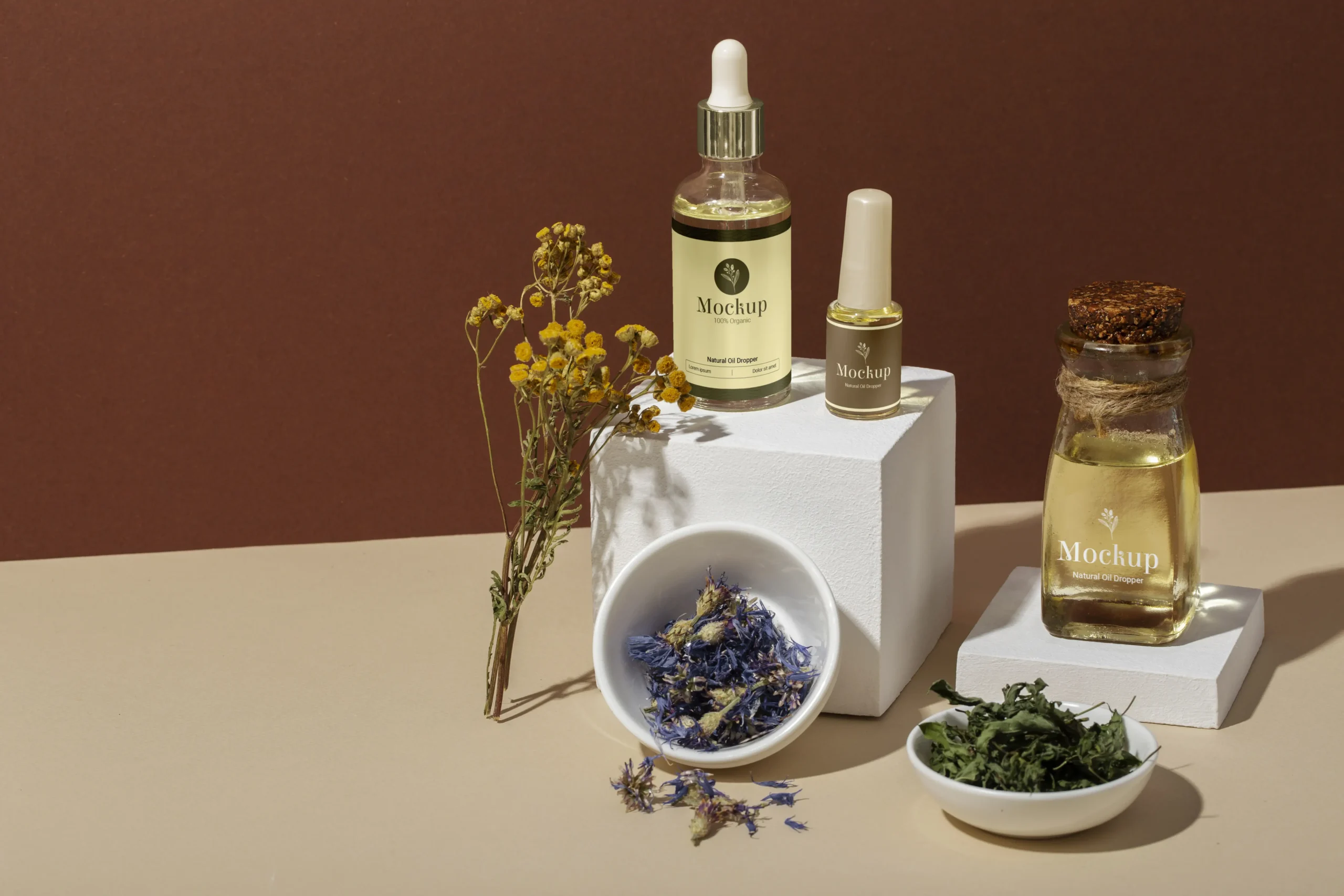 Natural Oil Dropper Packaging Mockup 3