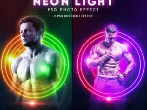 neon colorful lighting photo effect template