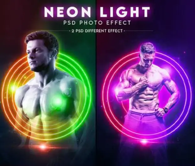 Neon Colorful Lighting Photo Effect Template