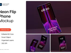 neon flip phone mockup