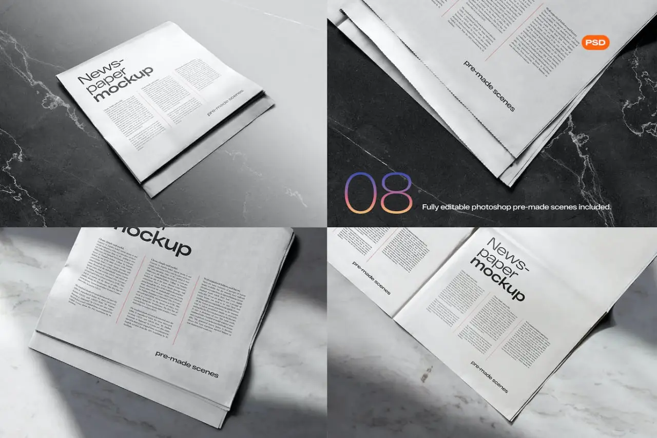 Newspaper Mockup Scenes
