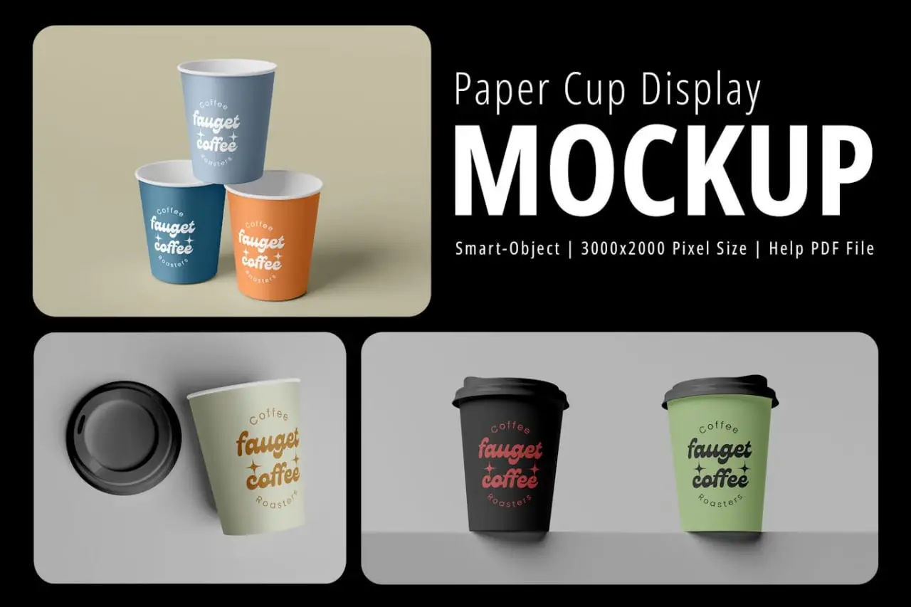 Paper Cup Coffee Display Mockup