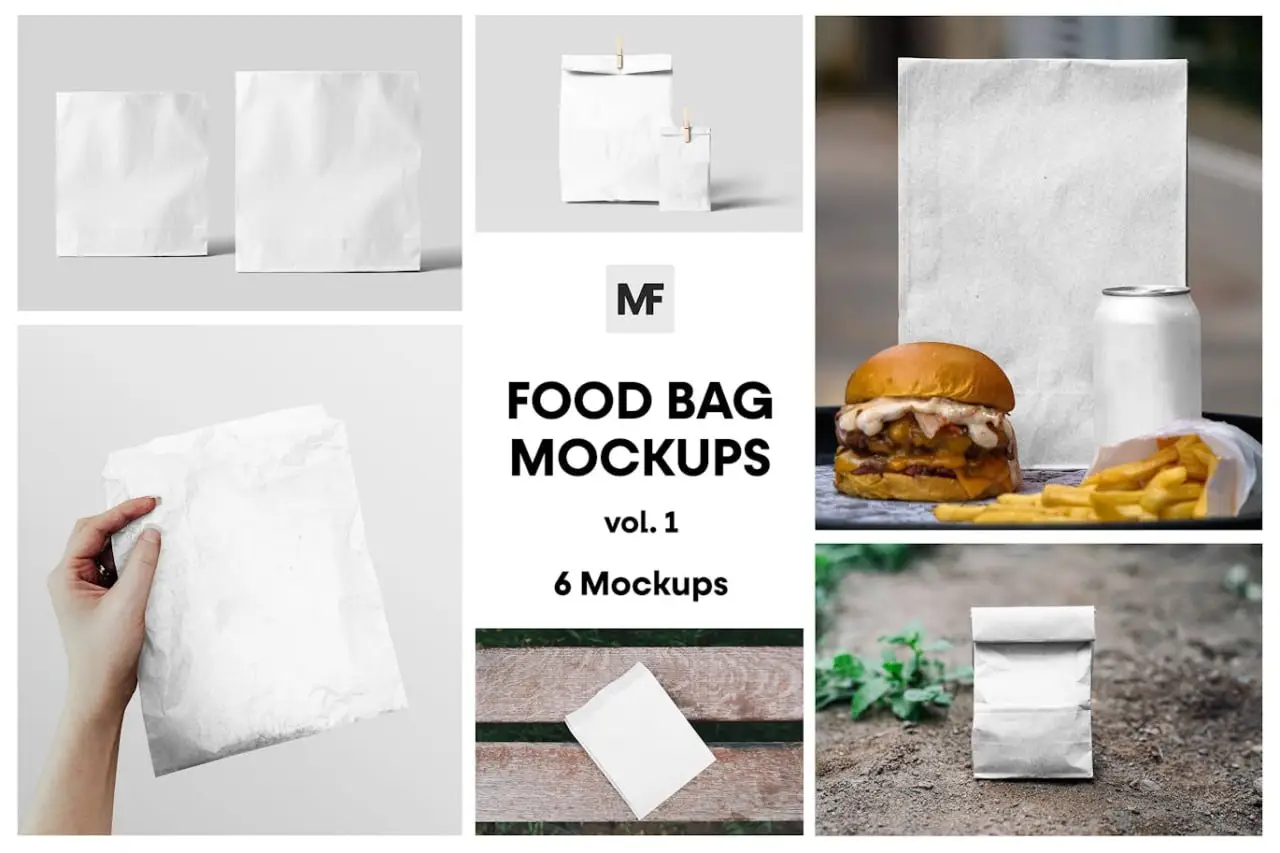 Paper Food Bag Mockups-Packaging Vol