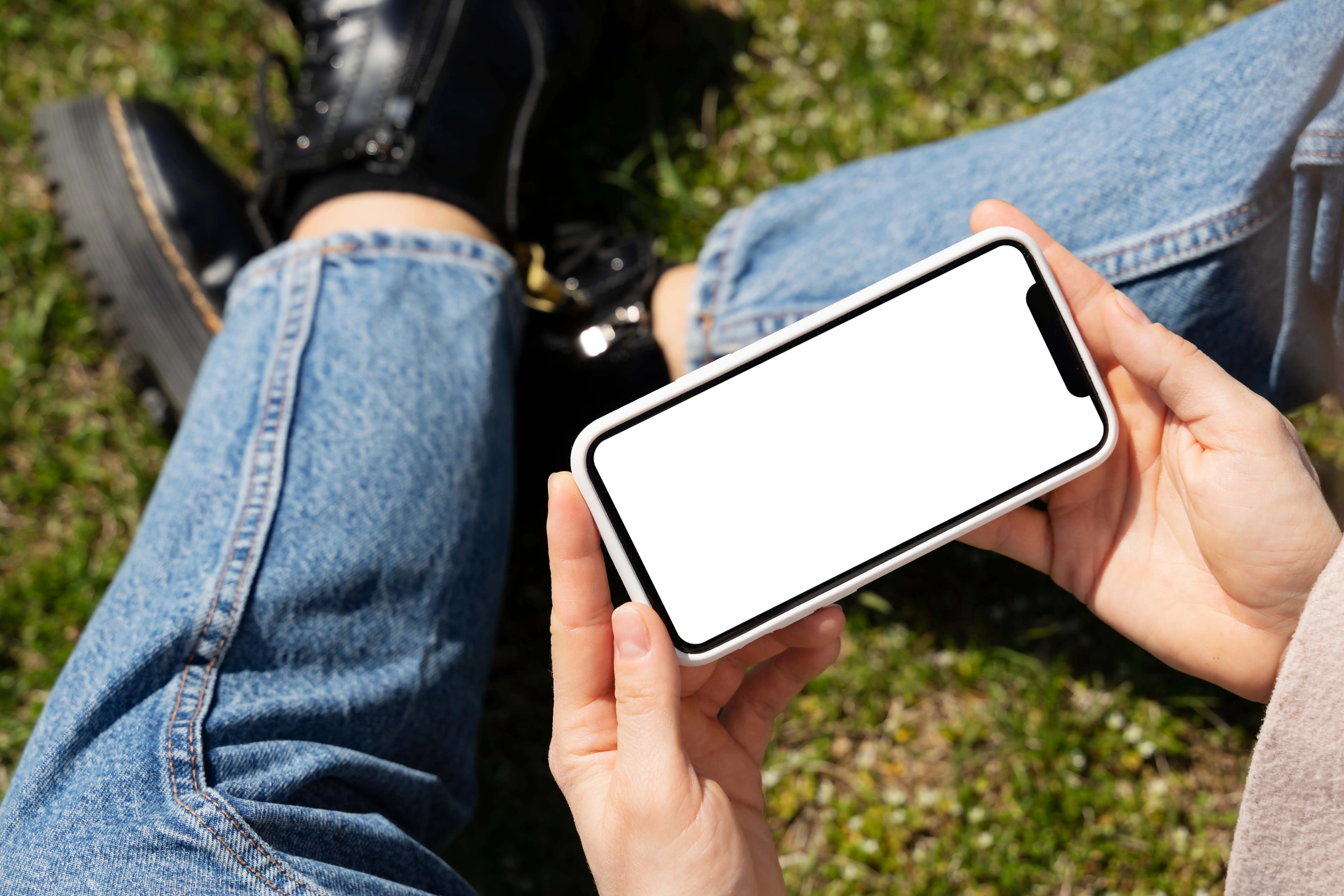 Person Holding Smartphone Mock-Up Outdoors 19 4 person holding smartphone mock up outdoors 19 2