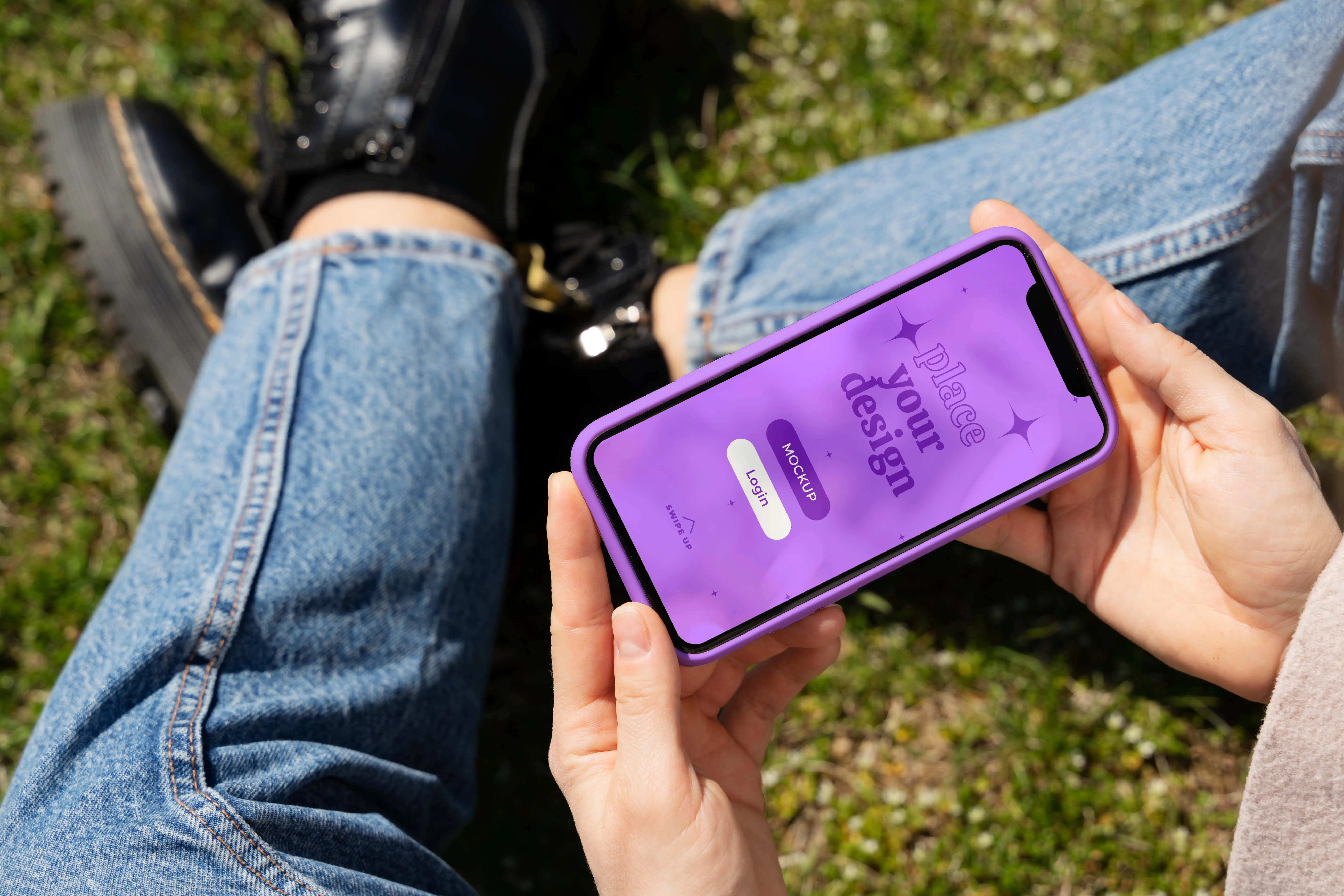 Person Holding Smartphone Mock-Up Outdoors 19