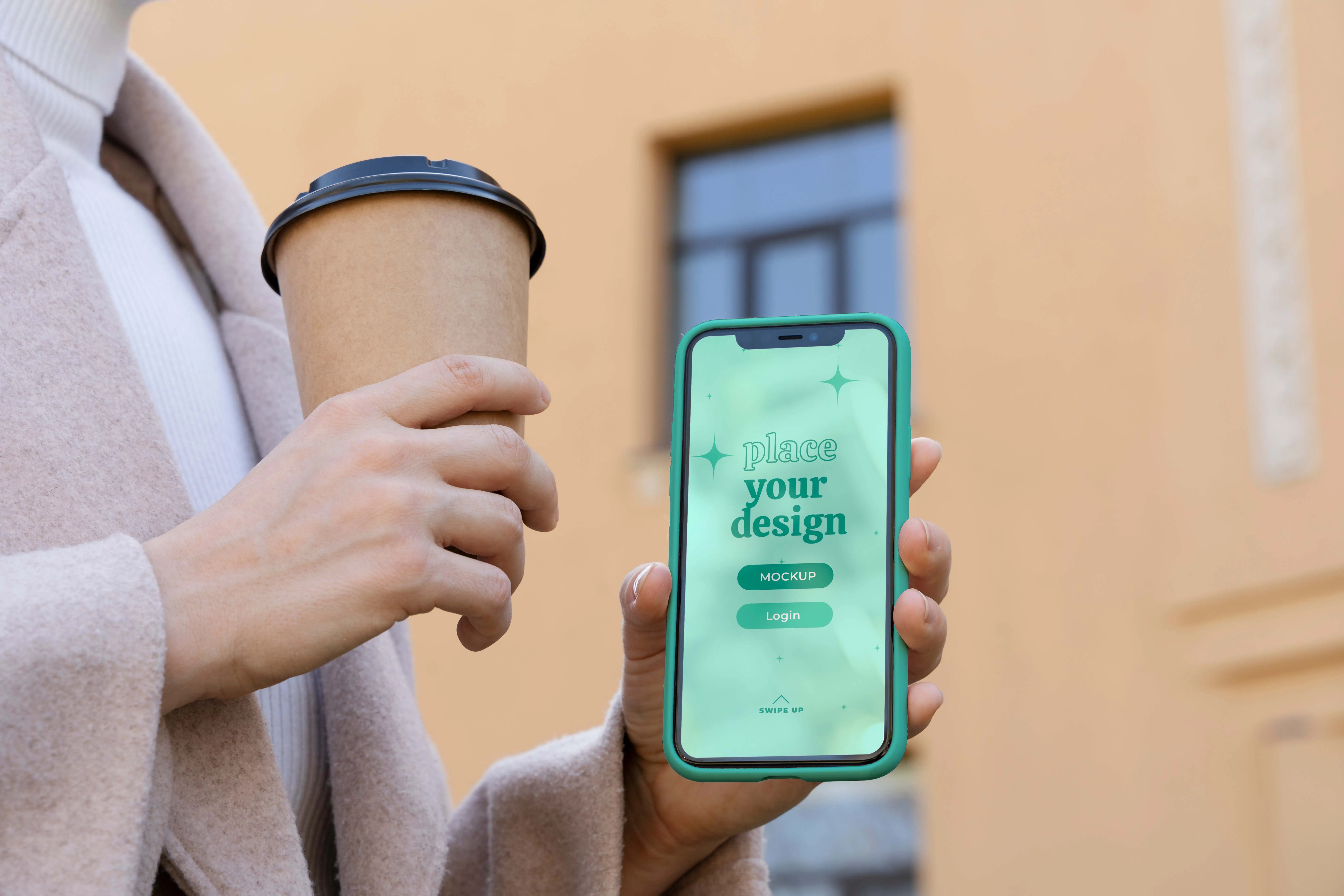 Person Holding Smartphone Mock-Up Outdoors 2 4 person holding smartphone mock up outdoors 2 4