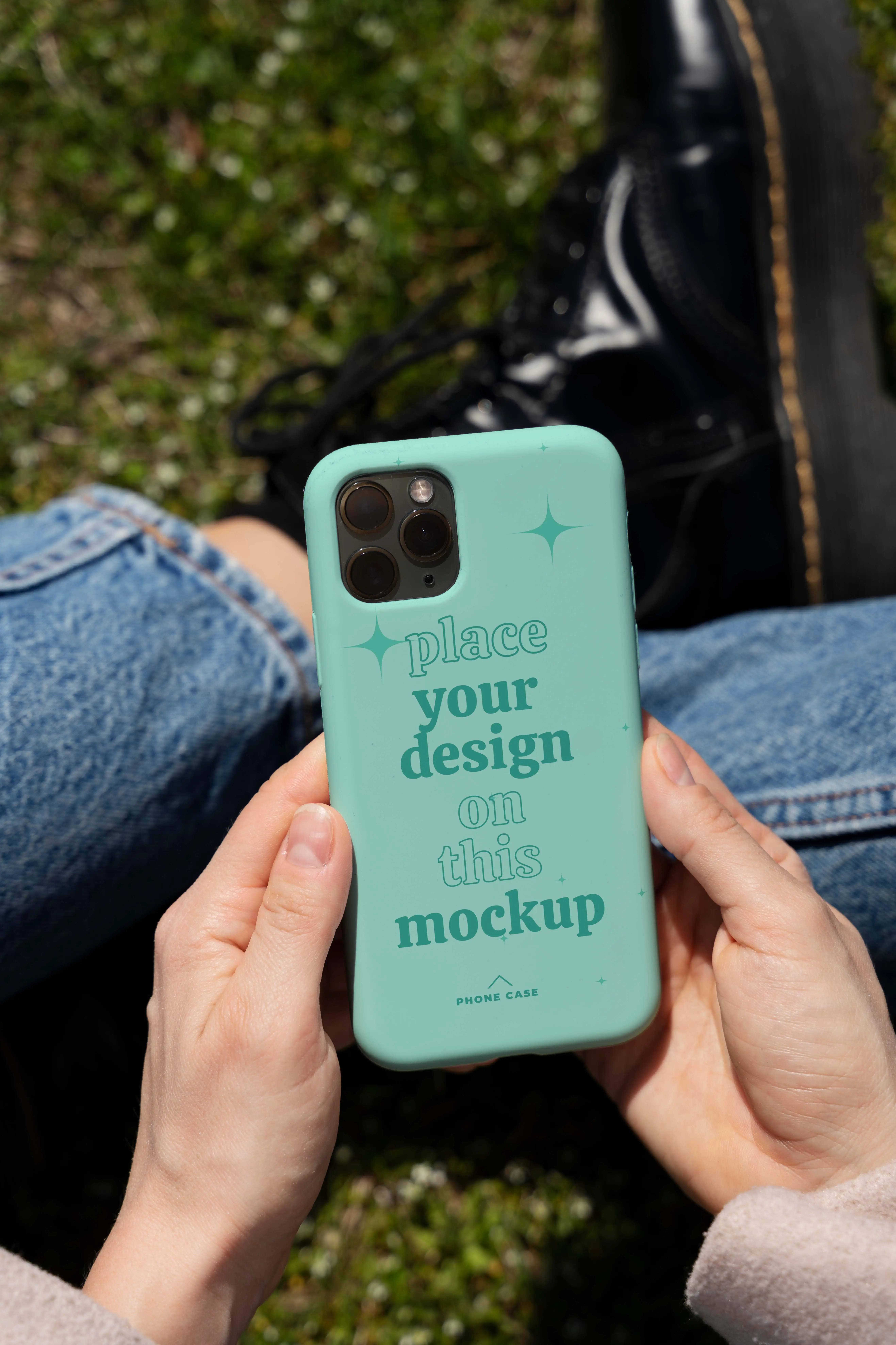 Person Holding Smartphone Mock-Up Outdoors 4
