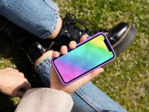 person holding smartphone mock up outdoors 9 3