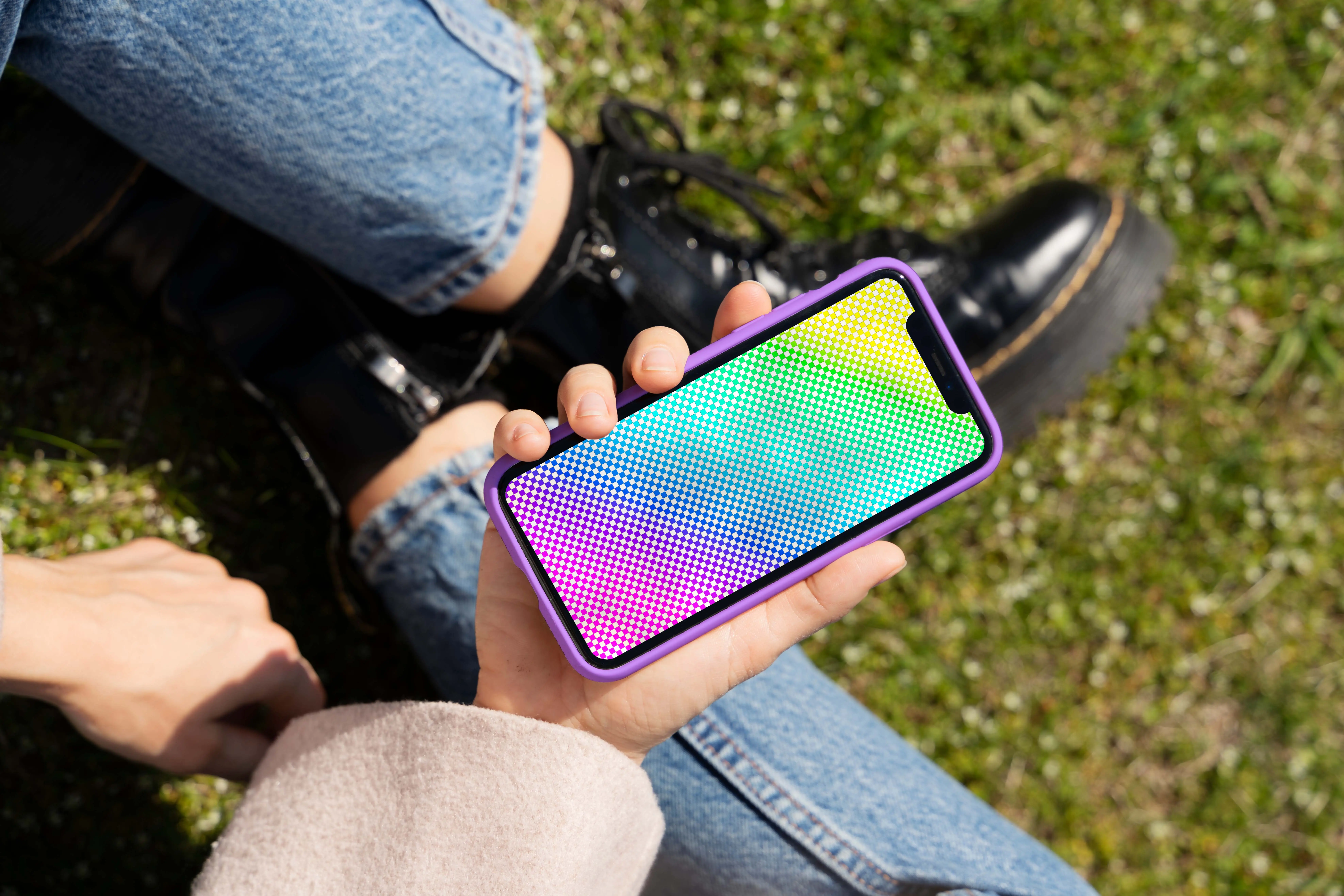 Person Holding Smartphone Mock-Up Outdoors 9