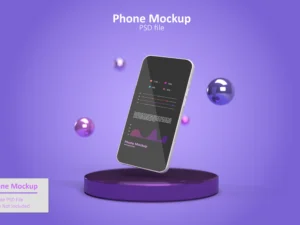 phone mockup 3d render on podium with clean background