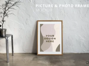 picture photo wooden frame mockup in interior
