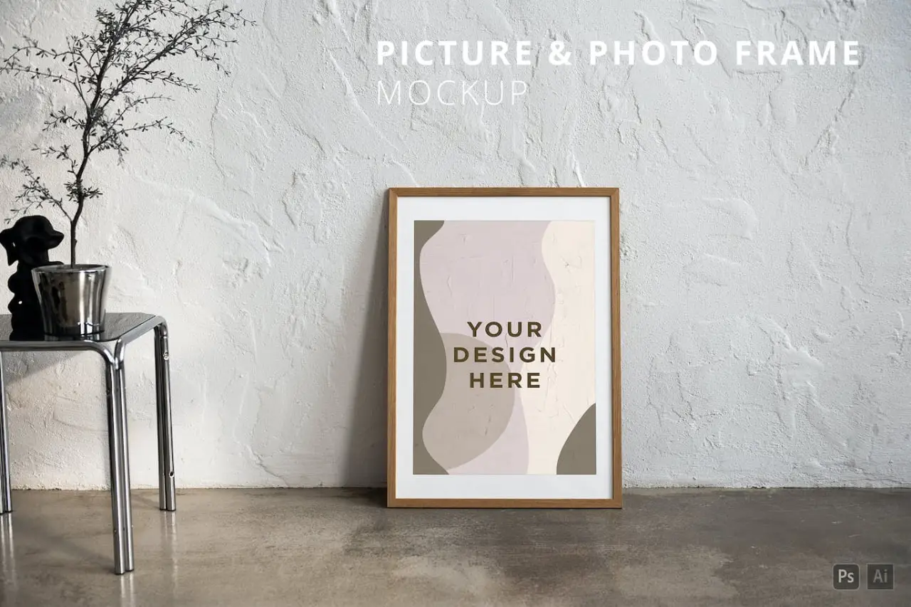 Picture &amp; Photo Wooden Frame Mockup In Interior