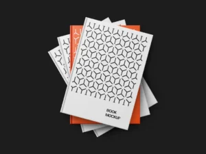 piled up books mockup