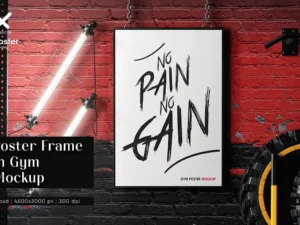 poster frame in gym mockup 4