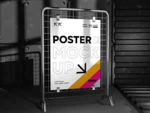 poster mockup on dark industrial theme 1