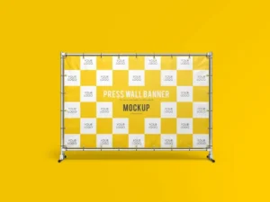 press wall banner mockup set 4