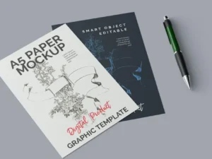 realistic a5 paper mockup template