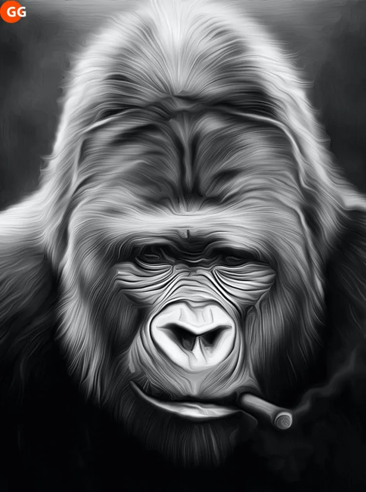 Realistic B&W Oil Painting Action