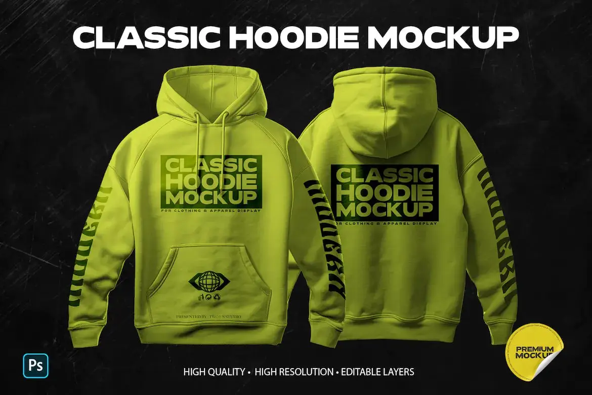 Realistic Classic Hoodie Mockup