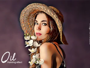 realistic oil painting photo effect template