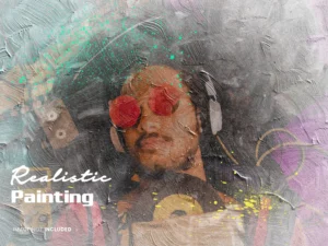 realistic painting photo effect psd