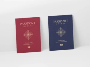 realistic passport cover psd mockup collection 1
