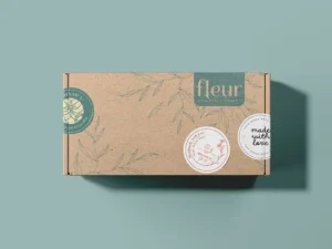 rectangular box with different stickers mockup