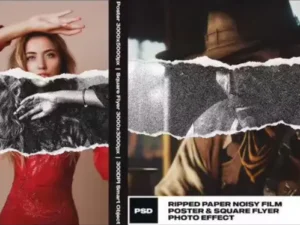 ripped paper noisy film photo effect