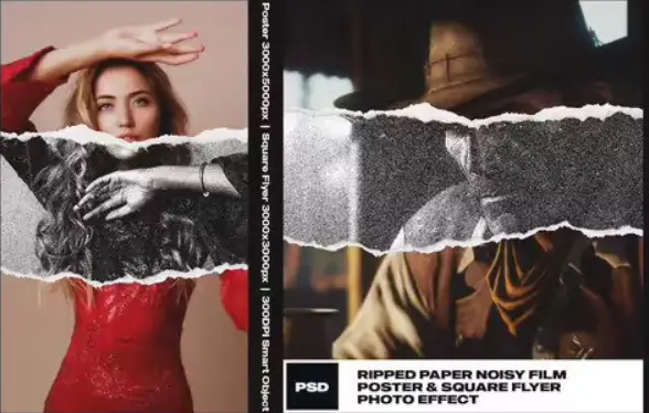 Ripped Paper Noisy Film Photo Effect
