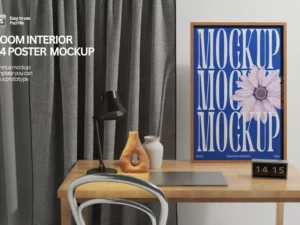 room interior a4 poster mock up