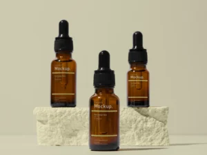 serum containers with rock