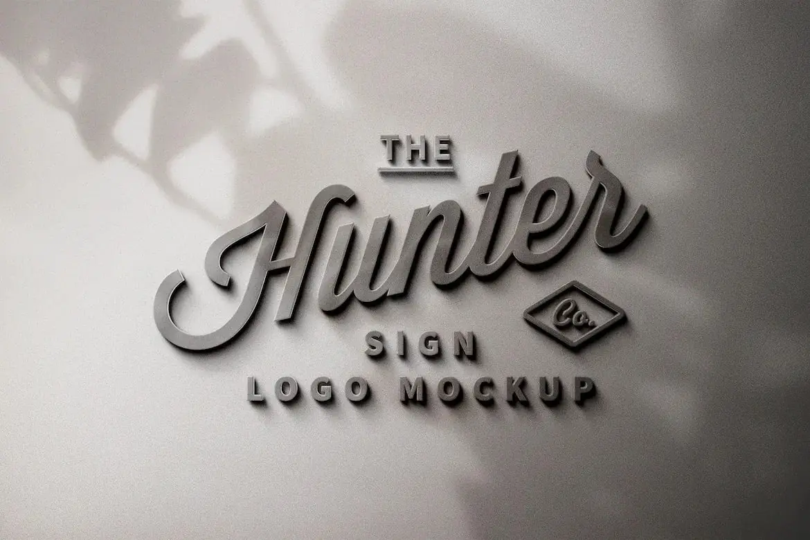 Sign Logo Mockup With Shadow Overlay