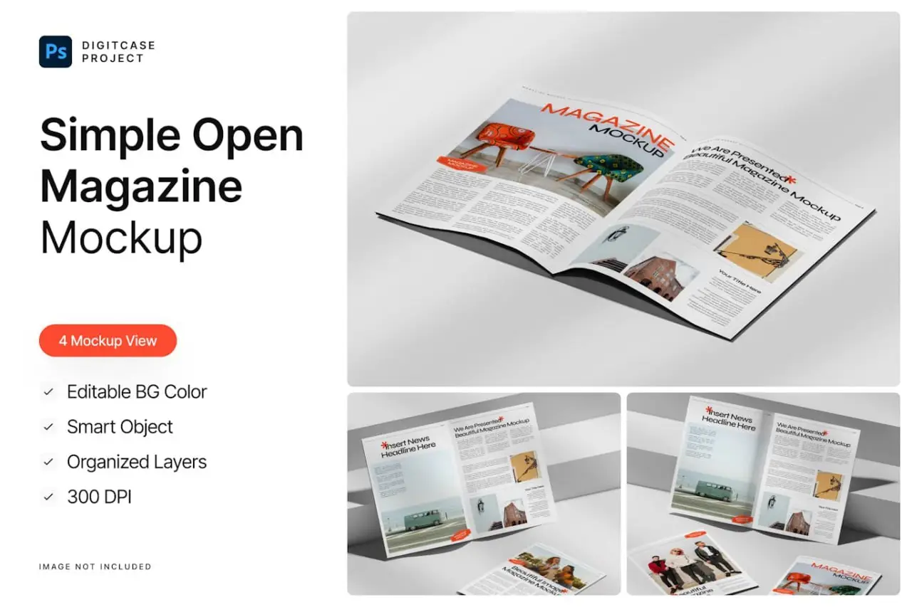 Simple Open Magazine Mockup