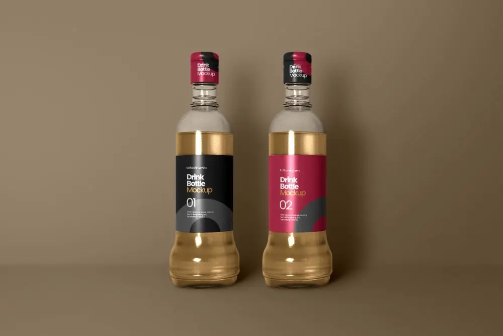 Single Wine Bottle Mockup
