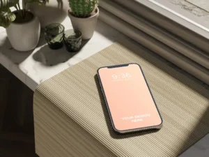 smartphone mock up on windowsill