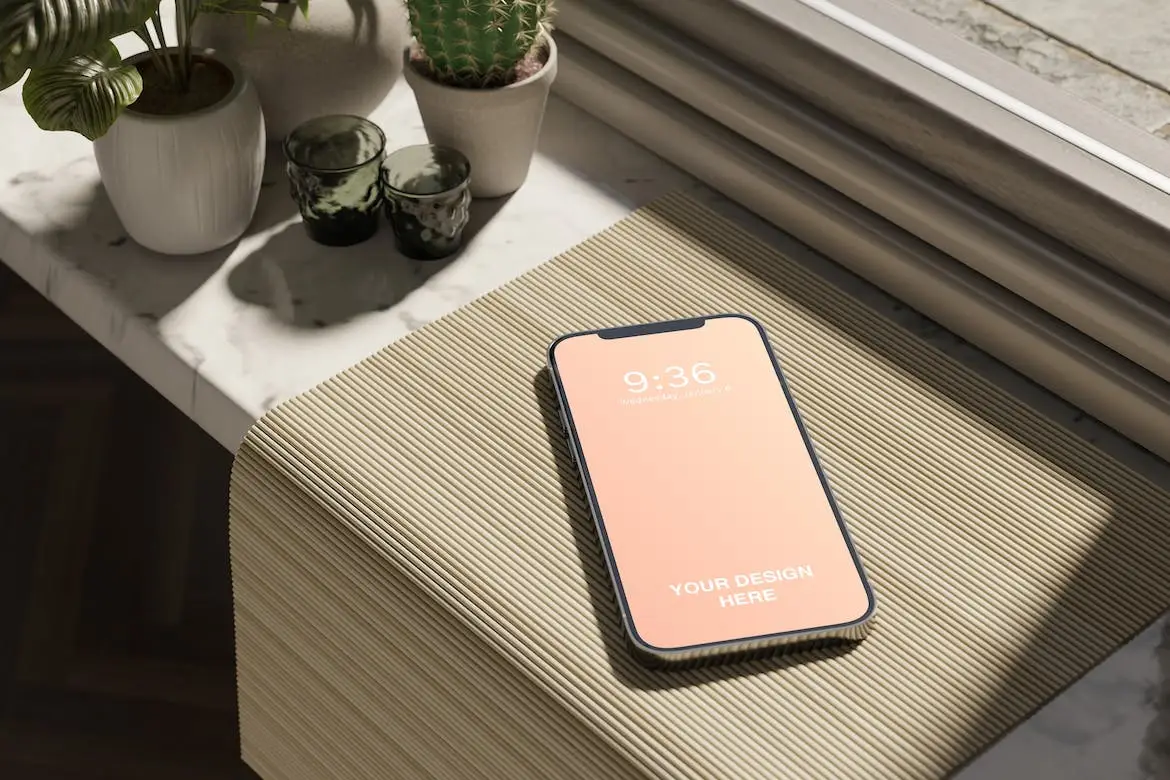 Smartphone Mock Up On Windowsill