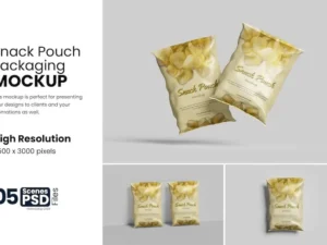 snack pouch packaging mockup