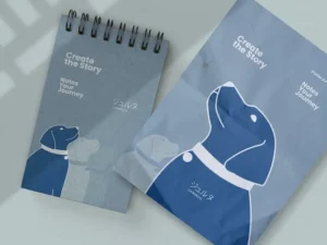 spiral notebook and poster mockup