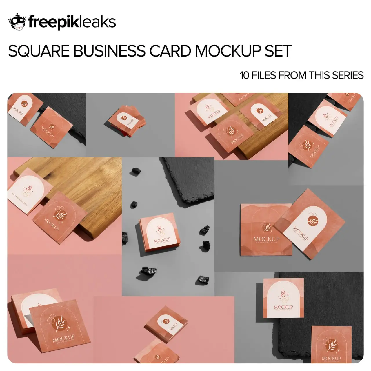 Square Business Card Mockup Set