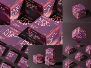 square cardboard box mock up