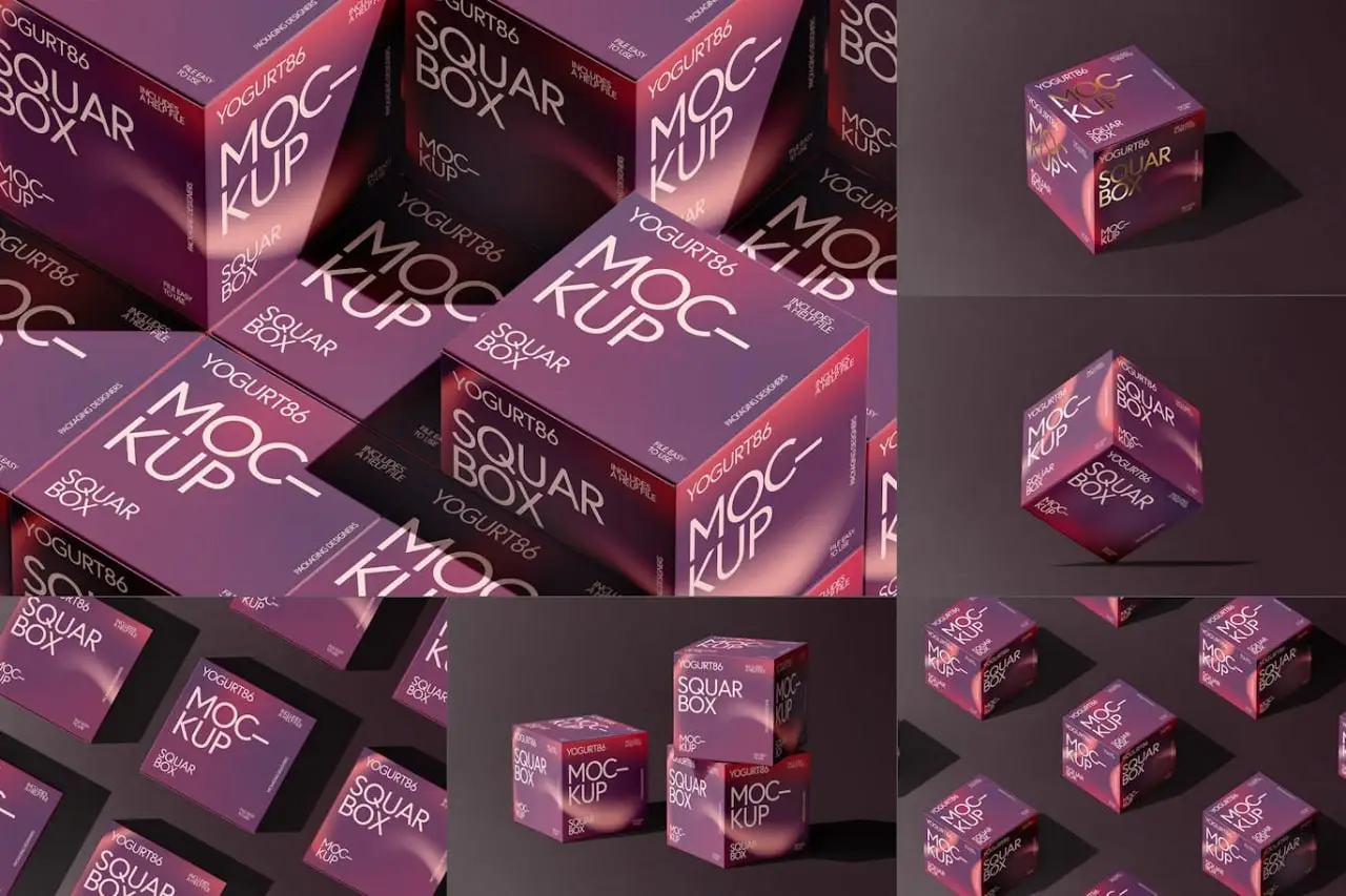 Square Cardboard Box Mock-Up